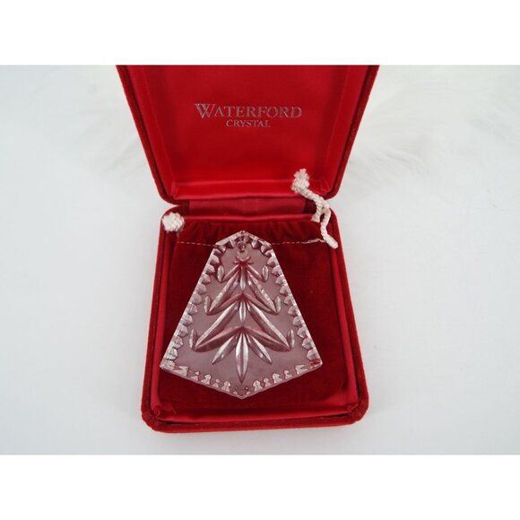 Waterford Crystal 3" Frosted Christmas Tree Ornament with Velvet Case and Pouch - Picture 7 of 10